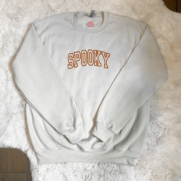 Club Daydream Tops - Spooky embroidered fall crewneck sweatshirt